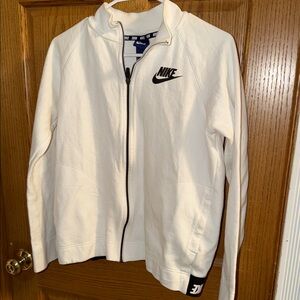 Nike White Full-Zip Sweatshirt/Jacket with Black Swoosh